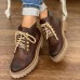 Large Size Women Retro Casual Lace  up Comfy Platform Combat Boots