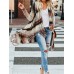 Women Striped Tessel Open Front Knitting Long Sleeve Irregular Hem Cardigan