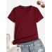 V  Neck Short Sleeve Solid Regular Fit Summer T  Shirt