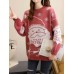 Women Christmas Thermal Knit Cartoon Santa Pattern Casual Sweaters