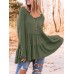 Women Solid Color V  neck Long Sleeve Daily Casual T  shirt