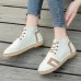 Women Retro Casual Lace  up Comfy Hand Stitching Espadrilles Flat Short Boots