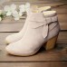 Plus Size Women Knotted Side  zip Casual High Heel Boots