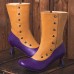 Large Size Women Casual Side  zip Colorblock Comfy Cone Heel Mid Calf Boots