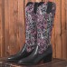 Large Size Women Ethnic Paisley Pattern Back  zip Pointed Toe Chunky Heel Cowboy Boots