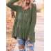 Women Solid Color V  neck Long Sleeve Daily Casual T  shirt