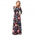 Women Christmas Bubble Printing Pattern Long Sleeves Dress Skirt