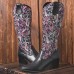 Large Size Women Ethnic Paisley Pattern Back  zip Pointed Toe Chunky Heel Cowboy Boots