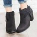 Plus Size Women Knotted Side  zip Casual High Heel Boots