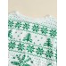 Women Christmas Knit Snowflake Deer Print Crew Neck Casual Sweaters